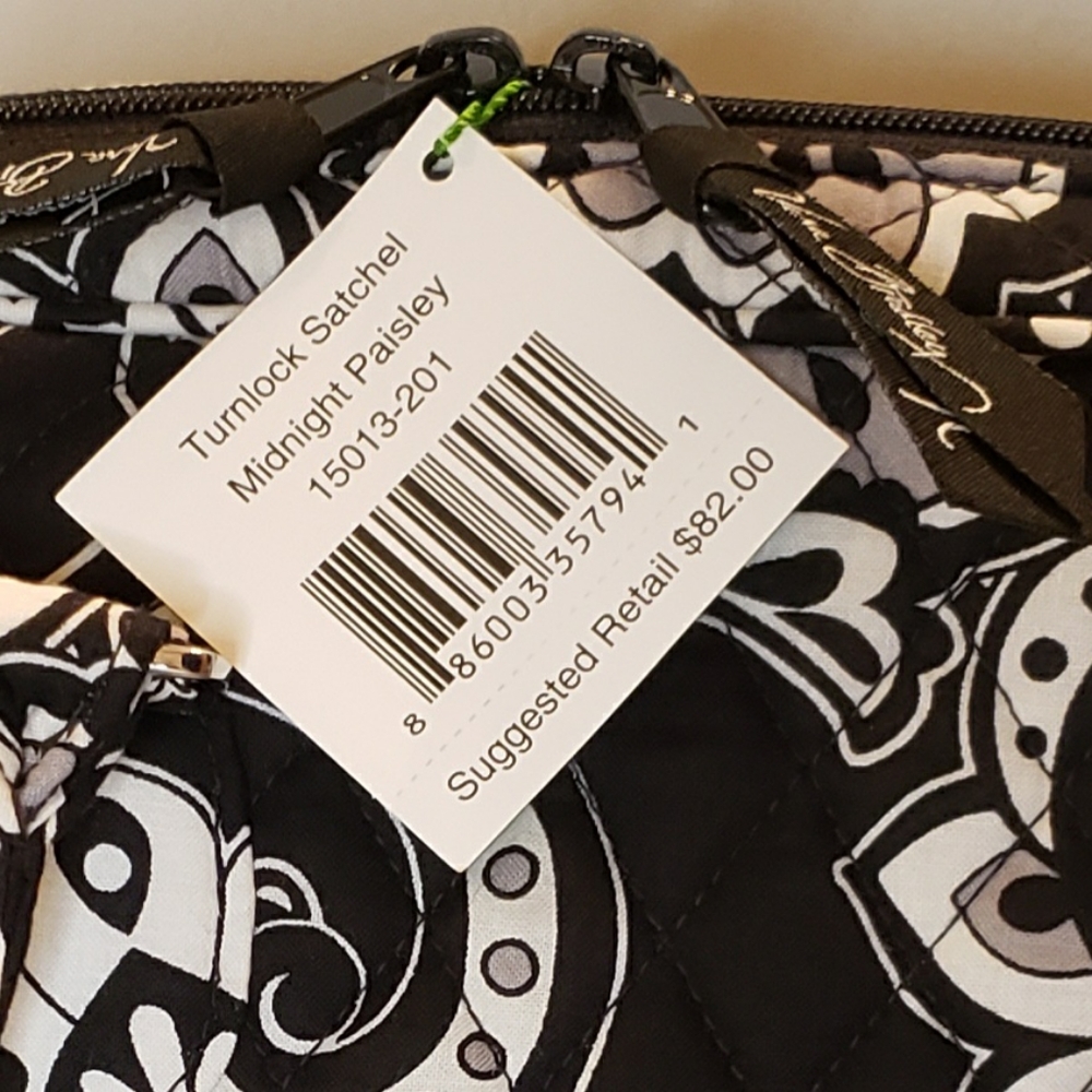 Vera Bradley Midnight Paisley Turnlock Satchel - Picture 2 of 11
